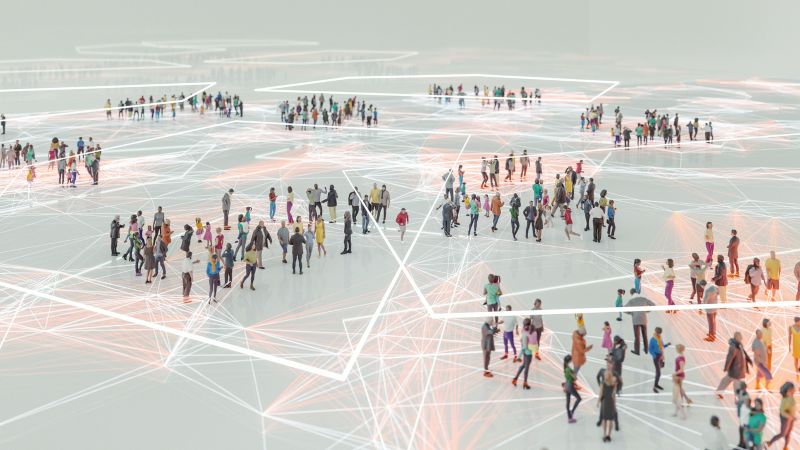 visual representation of association members connecting across the map via an online community